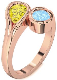 Rose Gold Pear Two Stone Promise Ring