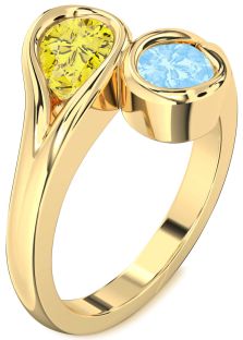 Gold Pear Two Stone Promise Ring