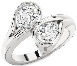 Diamond White Gold Pear Two Stone Ring