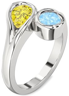 Platinum Pear Two Stone Promise Ring