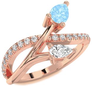 Diamond Rose Gold Pear Two Stone Promise Ring