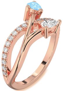 Diamond Rose Gold Pear Two Stone Promise Ring