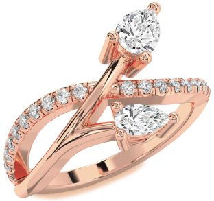Diamond Rose Gold Pear Two Stone Ring