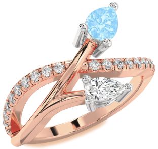 Diamond Platinum & Rose Gold Pear Two Stone Promise Ring