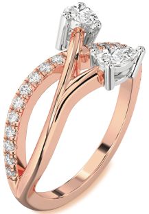 Diamond White Rose Gold Pear Two Stone Ring
