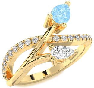 Diamond Gold Pear Two Stone Promise Ring