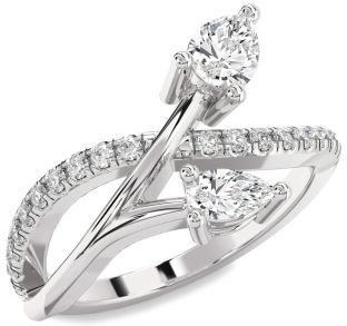 Diamond White Gold Pear Two Stone Ring