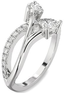 Diamond White Gold Pear Two Stone Ring