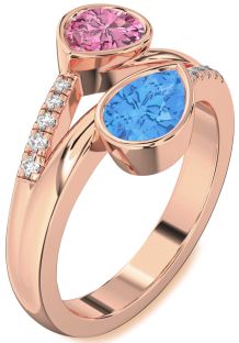 Diamond Rose Gold Pear Two Stone Promise Ring
