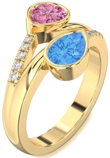 Diamond Gold Pear Two Stone Promise Ring