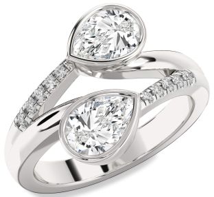Diamond White Gold Pear Two Stone Ring