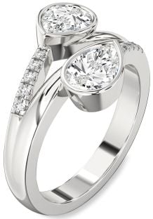 Diamond Platinum Pear Two Stone Ring