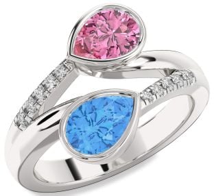 Diamond Platinum Pear Two Stone Promise Ring