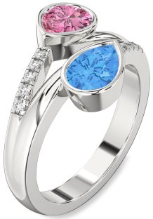 Diamond Platinum Pear Two Stone Promise Ring