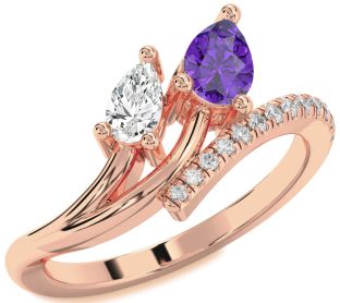 Diamond Rose Gold Pear Two Stone Promise Ring