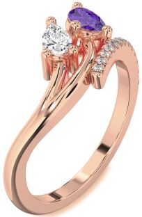 Diamond Rose Gold Pear Two Stone Promise Ring