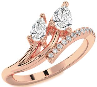 Diamond Rose Gold Pear Two Stone Ring