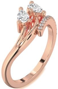 Diamond Rose Gold Pear Two Stone Ring