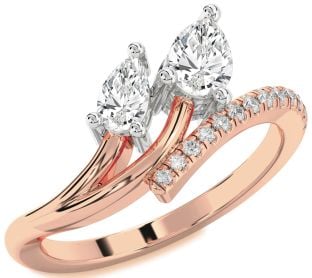 Diamond White Rose Gold Pear Two Stone Ring