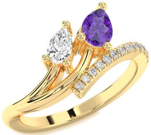 Diamond Gold Pear Two Stone Promise Ring
