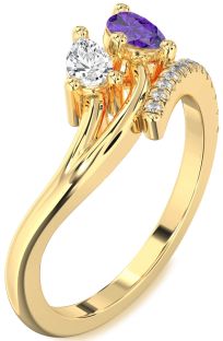 Diamond Gold Pear Two Stone Promise Ring