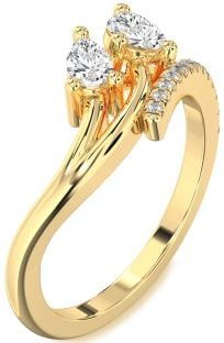 Diamond Gold Pear Two Stone Ring