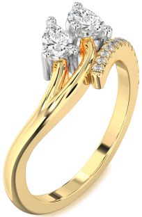 Diamond Platinum & Yellow Gold Pear Two Stone Ring