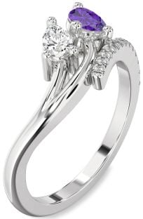 Diamond Platinum Pear Two Stone Promise Ring