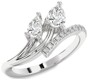 Diamond White Gold Pear Two Stone Ring