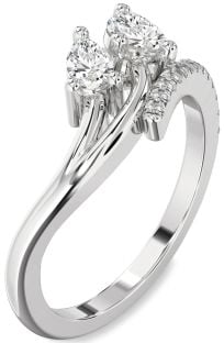 Diamond Platinum Pear Two Stone Ring