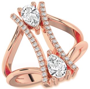 Diamond Rose Gold Pear Two Stone Ring