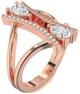 Diamond Rose Gold Pear Two Stone Ring