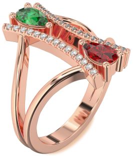 Diamond Rose Gold Pear Two Stone Promise Ring