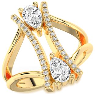 Diamond Gold Pear Two Stone Ring