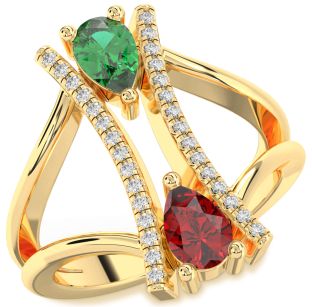 Diamond Gold Pear Two Stone Promise Ring