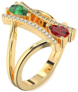 Diamond Gold Pear Two Stone Promise Ring