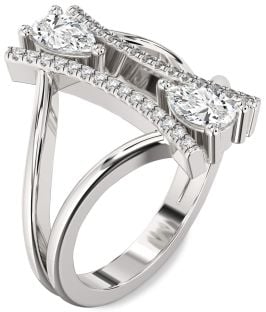 Diamond Platinum Pear Two Stone Ring
