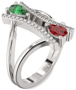 Diamond Platinum Pear Two Stone Promise Ring