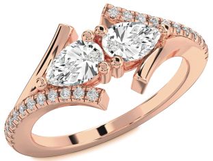 Diamond Rose Gold Pear Two Stone Ring