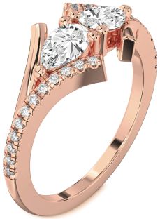 Diamond Rose Gold Pear Two Stone Ring