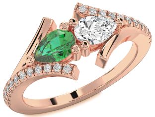 Diamond Rose Gold Pear Two Stone Promise Ring