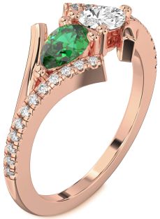 Diamond Rose Gold Pear Two Stone Promise Ring