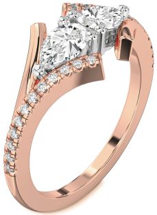 Diamond White Rose Gold Pear Two Stone Ring