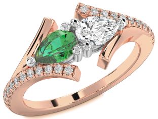 Diamond Platinum & Rose Gold Pear Two Stone Promise Ring