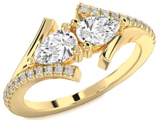 Diamond Gold Pear Two Stone Ring