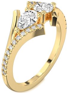 Diamond Gold Pear Two Stone Ring