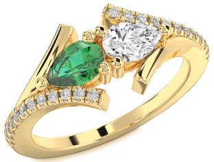 Diamond Gold Pear Two Stone Promise Ring