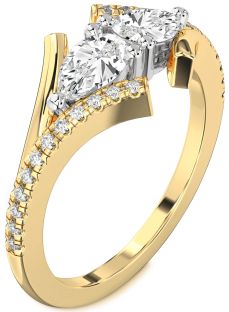 Diamond Platinum & Yellow Gold Pear Two Stone Ring