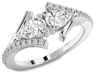 Diamond White Gold Pear Two Stone Ring