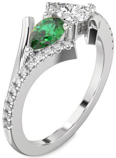 Diamond Platinum Pear Two Stone Promise Ring